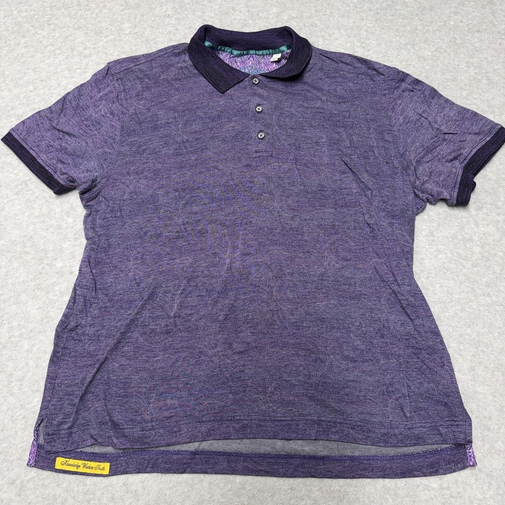 Robert Graham Polo Shirt Mens XL Purple Solid 100% Cotton Classic Fit Casual